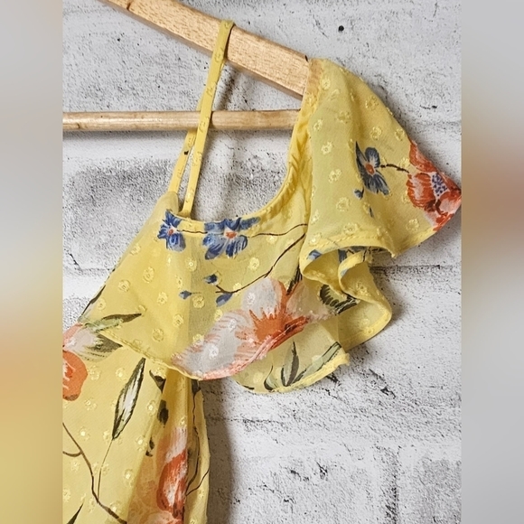 Le Chateau Yellow Floral Midi Dress - Picture 2 of 8